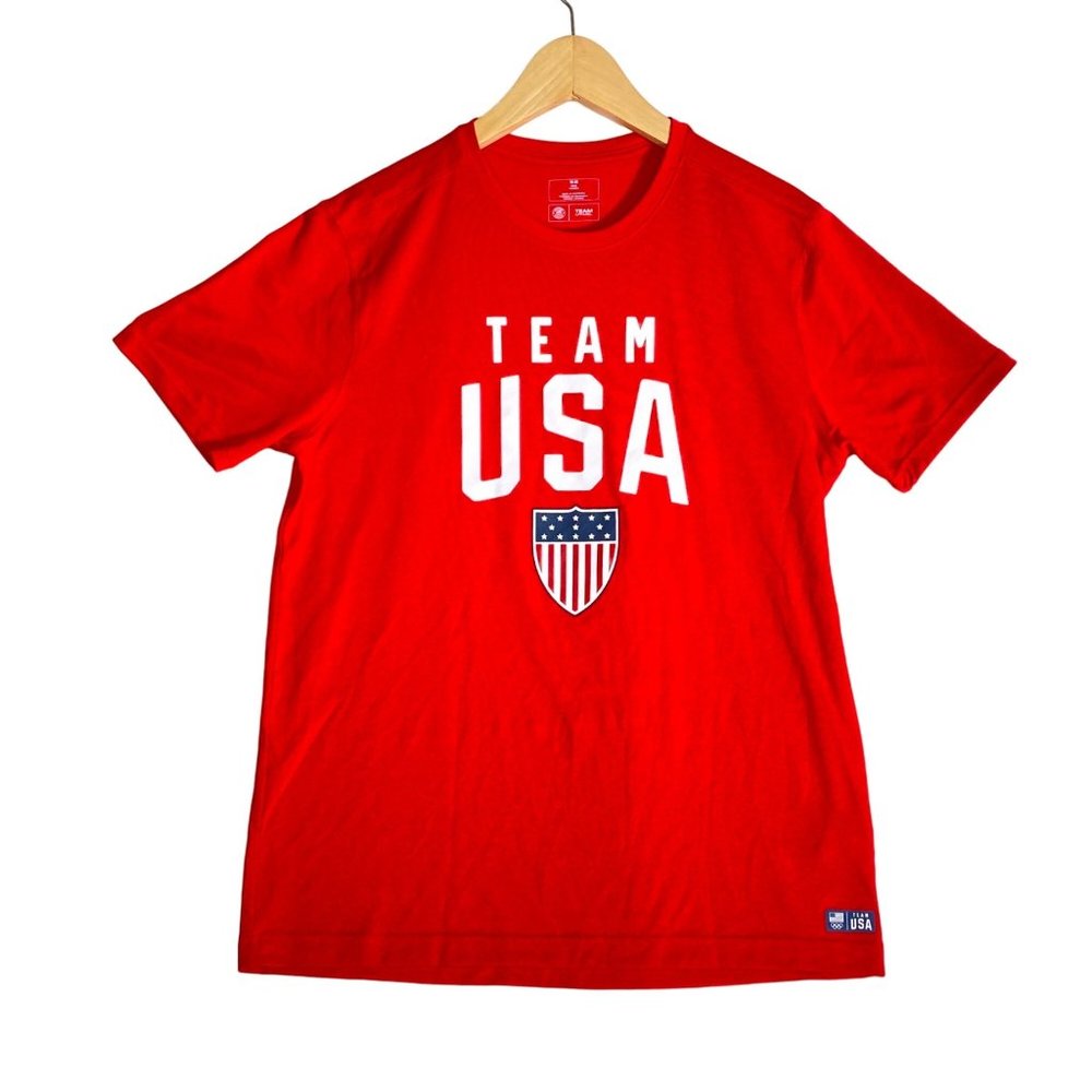 4/$25 Team USA Olympic Top Performance Red‎ Short Sleeve Tee Printed Men Sz M